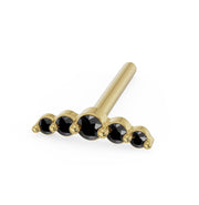 14K yellow gold black diamond climber nose stud with straight post, side angle