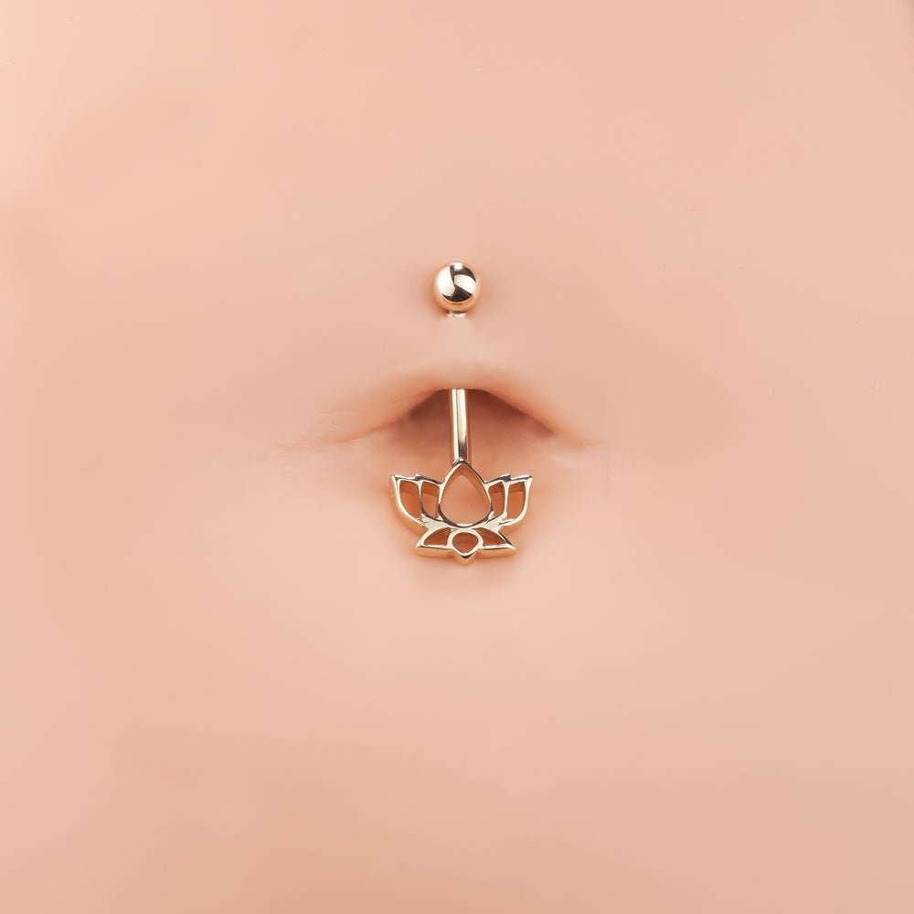 Lotus Flower 14K Gold Belly Ring