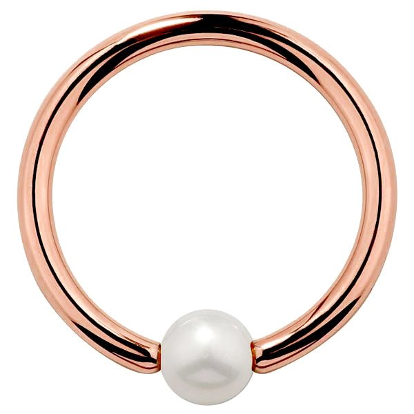 Cultured Pearl 14K Gold Captive Bead Ring-14K Rose Gold   20G   5 16