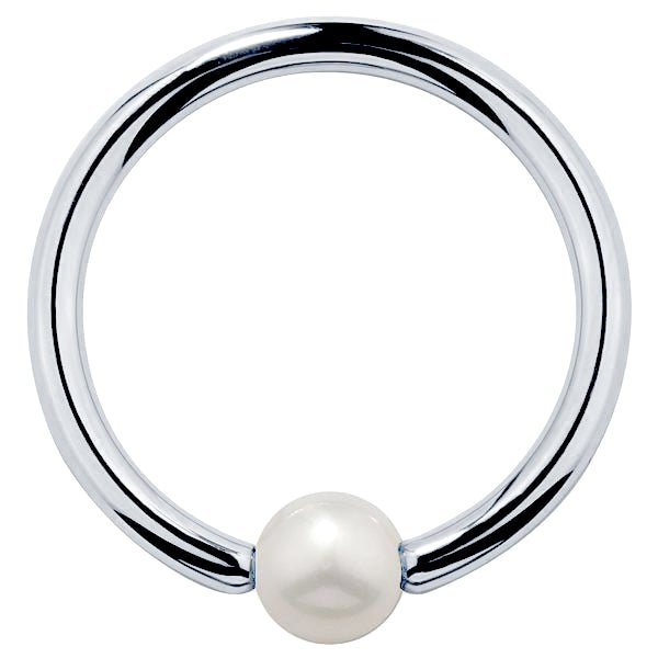 Cultured Pearl 14K Gold Captive Bead Ring-14K White Gold   20G   1 4