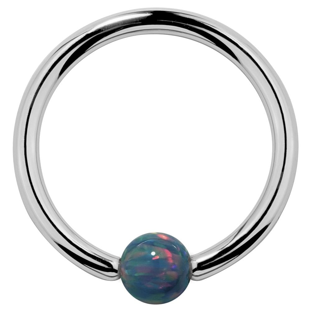 Teal Opal 14K Gold Captive Bead Ring Hoop-14K White Gold   14G (1.6mm)   5 8" (16mm)