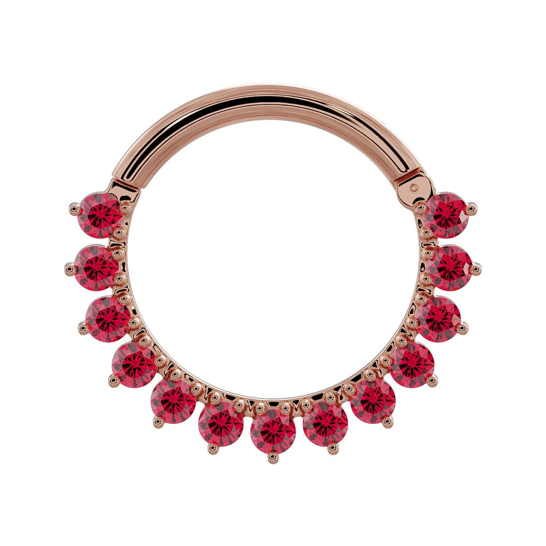 Garnet Petal 14K Gold Clicker Ring