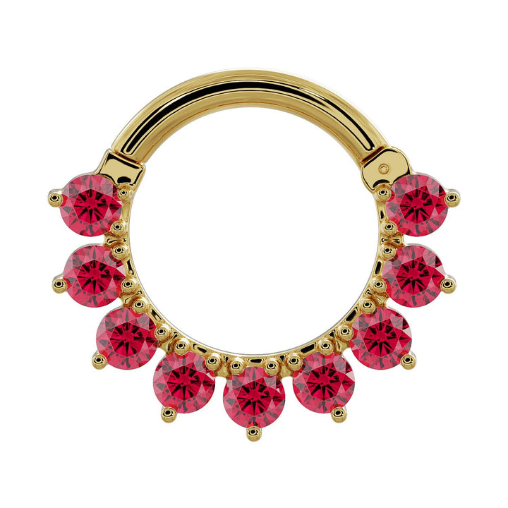 Garnet Petal 14K Gold Clicker Ring