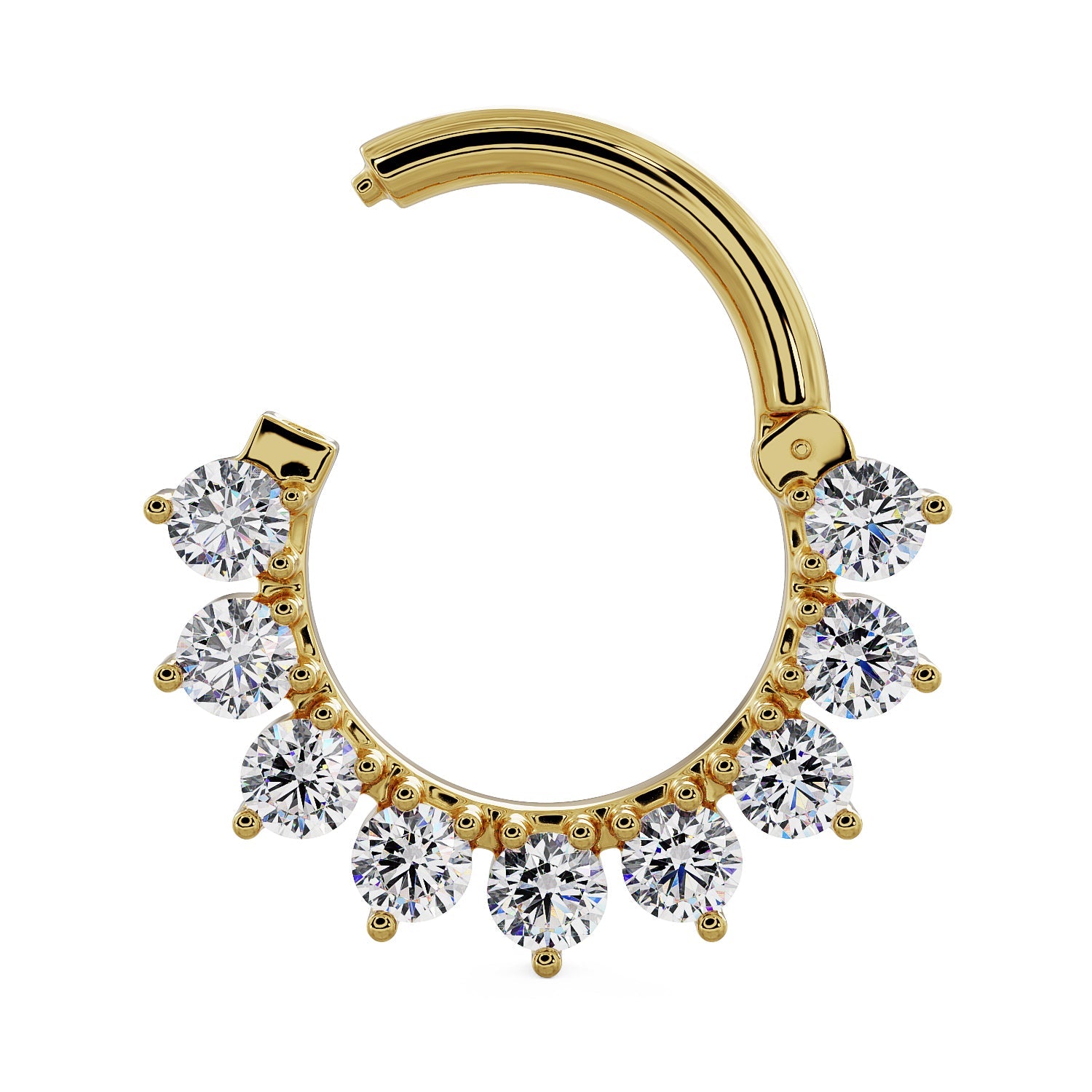 Cubic Zirconia Petal 14K Gold Clicker Ring