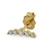 14k yellow gold mini climber earring with five CZ stones, angled view showing butterfly backing