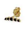 14k yellow gold mini climber earring with five black diamond stones and butterfly backing, side view