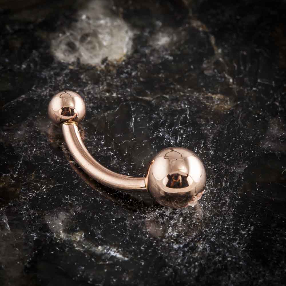 14g 10mm Simple Gold IP Double Ball Belly Ring – Surgical Steel Navel Barbell By Lobal Domination