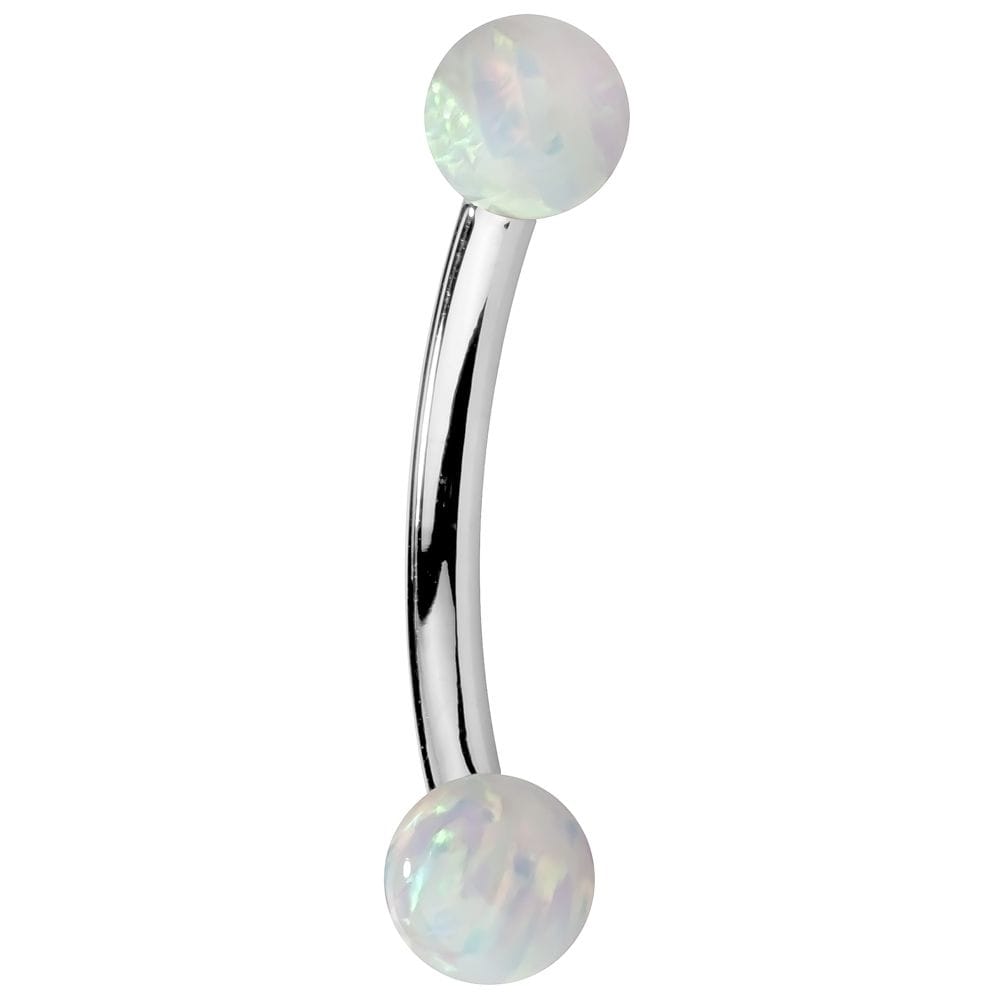Opal 14K Gold Curved Barbell-14K White Gold   14G   7 16