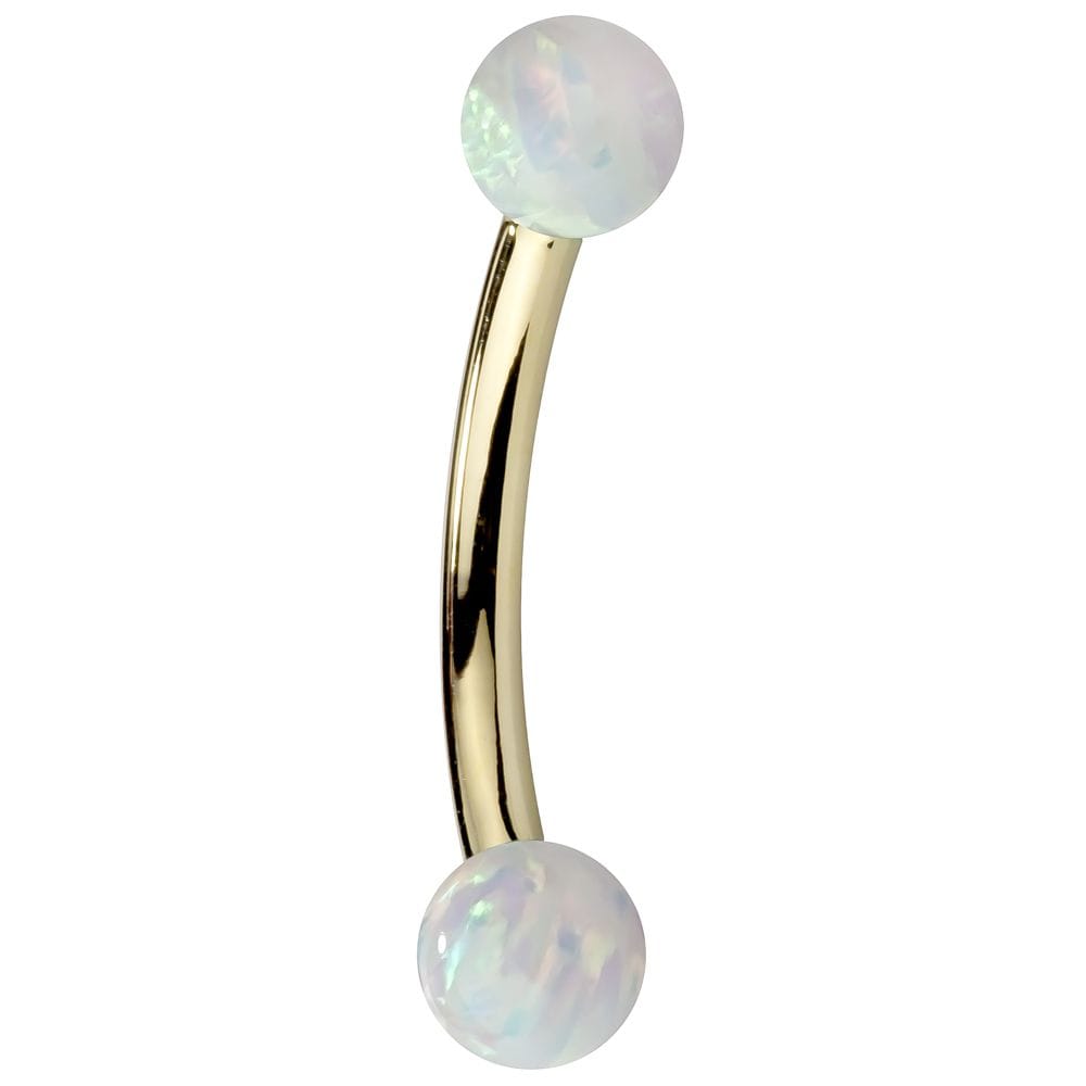 Opal 14K Gold Curved Barbell-14K Yellow Gold   14G   7 16