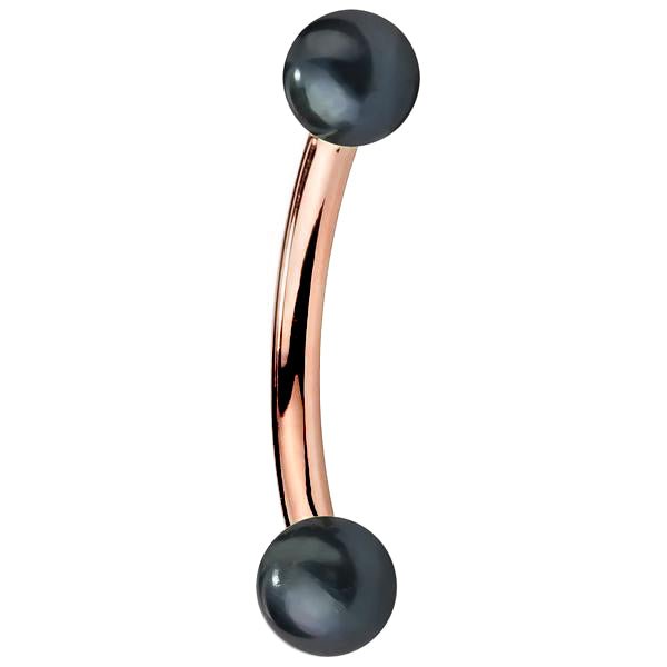 Cultured Peacock Pearl 14K Gold Curved Barbell-14K Rose Gold   18G   5 16