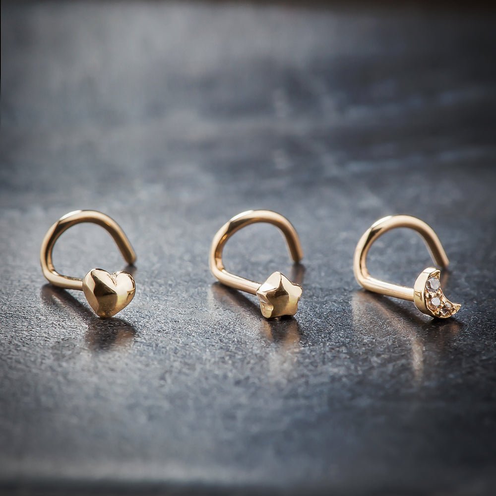 Puffy Star 14K Gold Nose Ring