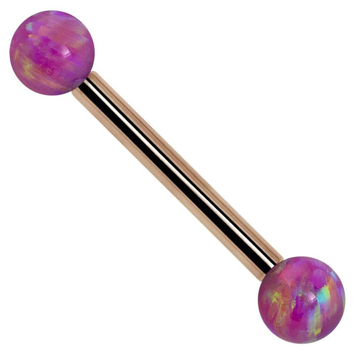 Purple Opal 14k Gold Straight Barbell-14K Rose Gold   12G (2mm)   3 4" (19mm)