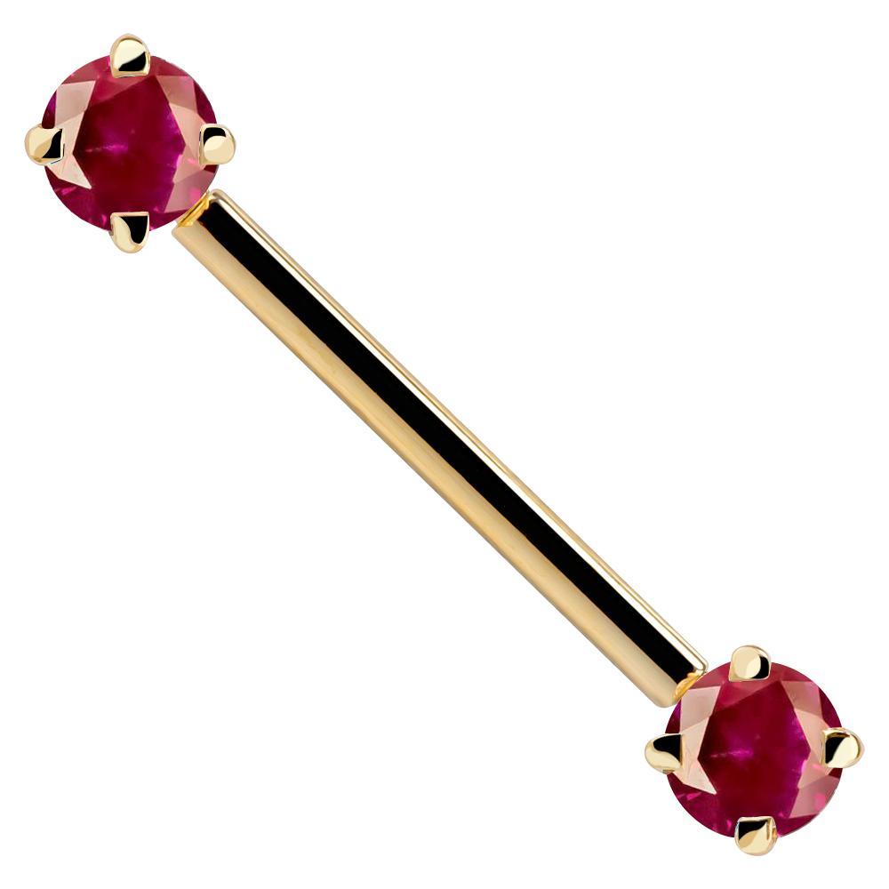 Round Gemstone 14K Gold Straight Barbell