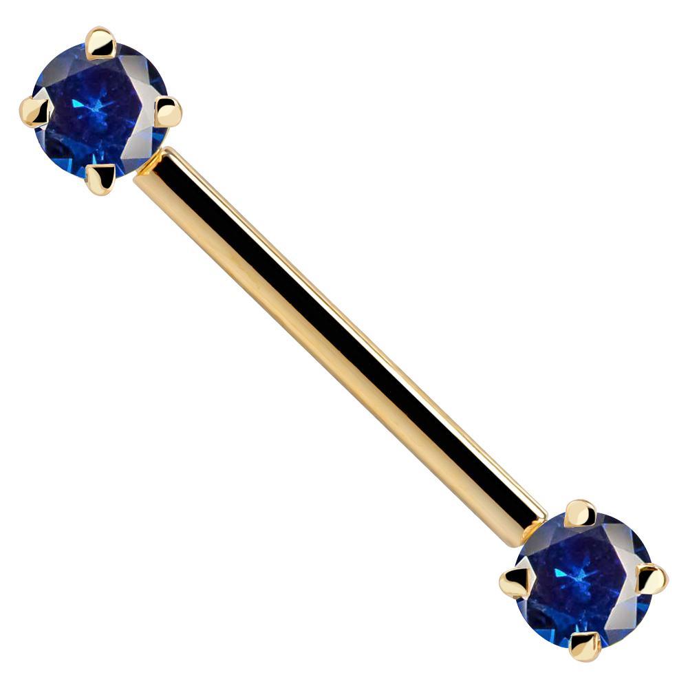 Round Gemstone 14K Gold Straight Barbell