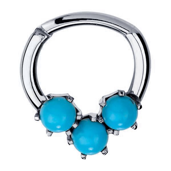 Turquoise Maya 14K Gold Clicker Ring-14K White Gold   16G   5 16"