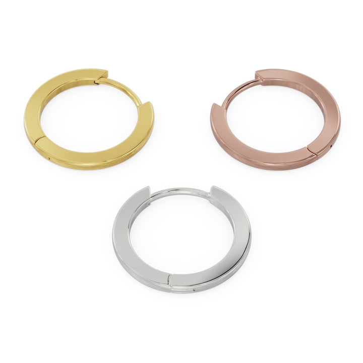 15mm Solid Gold Huggie Hoop Earrings