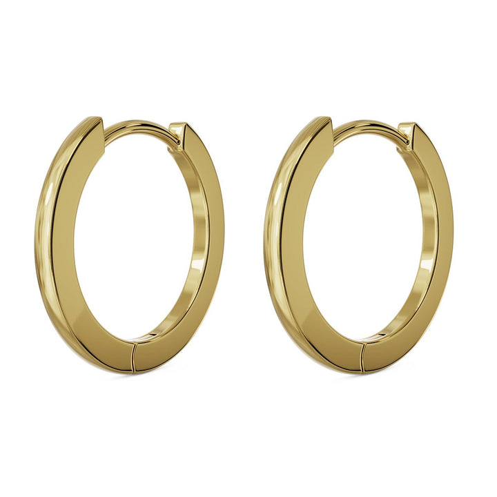 15mm Solid Gold Huggie Hoop Earrings