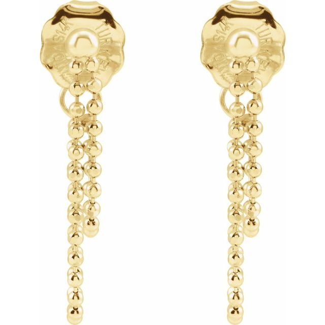 Bead Chain Dangle 14k Gold Earrings