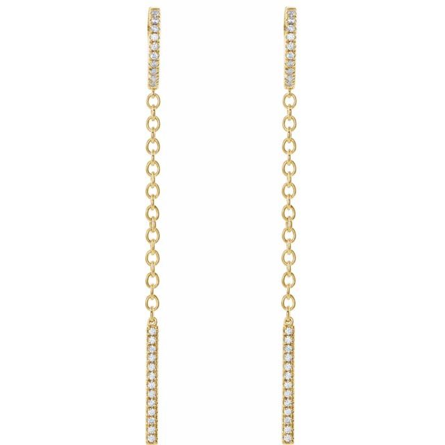 Diamond Chain Dangle  14k Gold Huggie Hoop Earrings