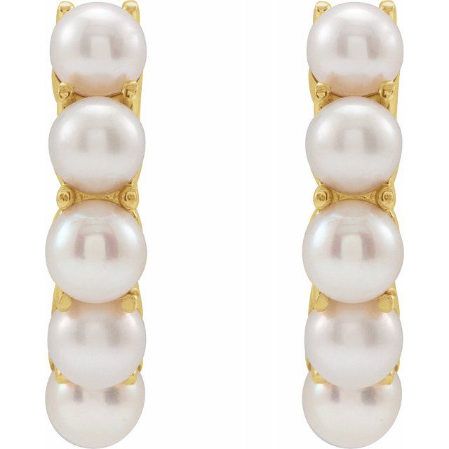 Freshwater Pearl 14k Gold Huggie Earrings