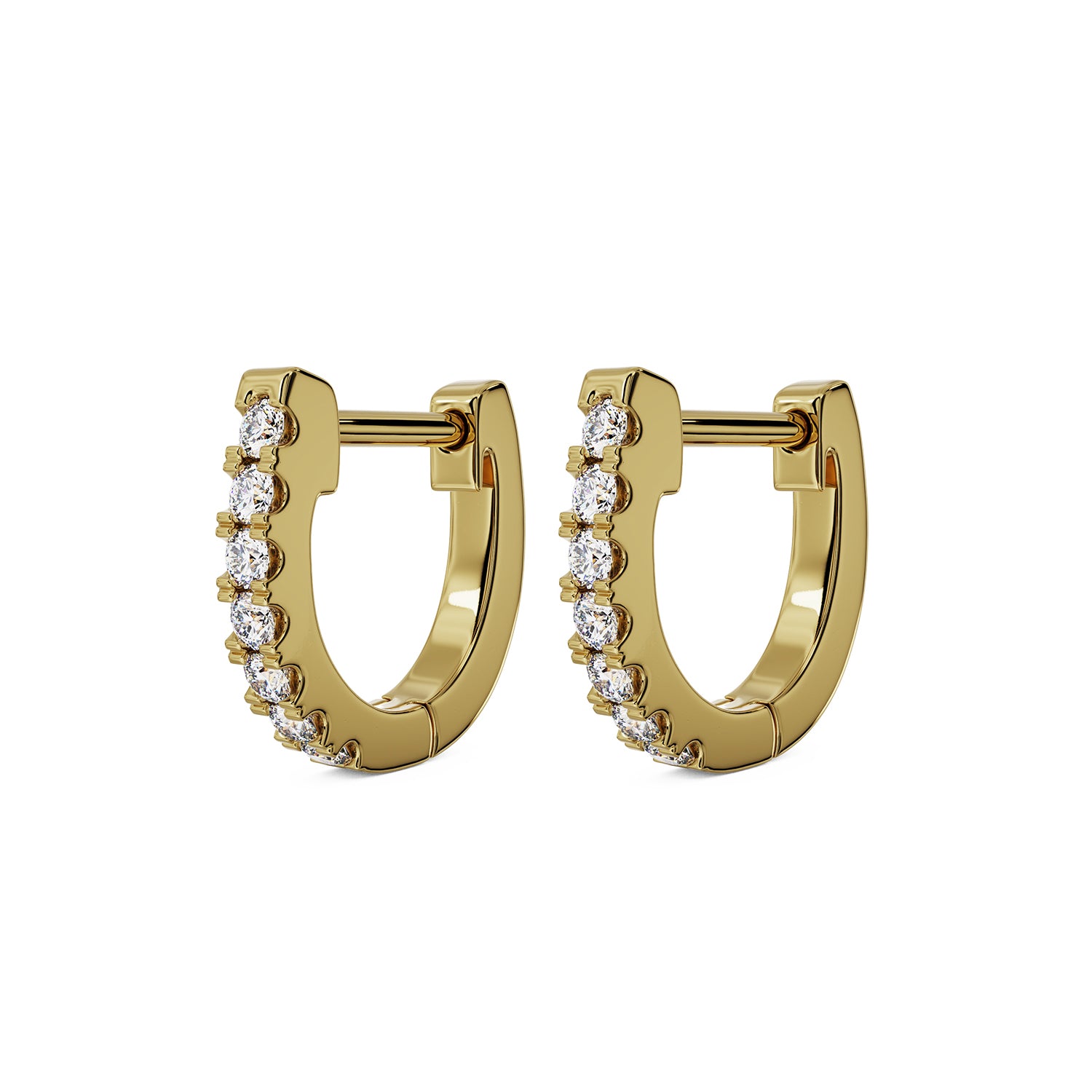 8mm Diamond Huggie Hoop Earrings