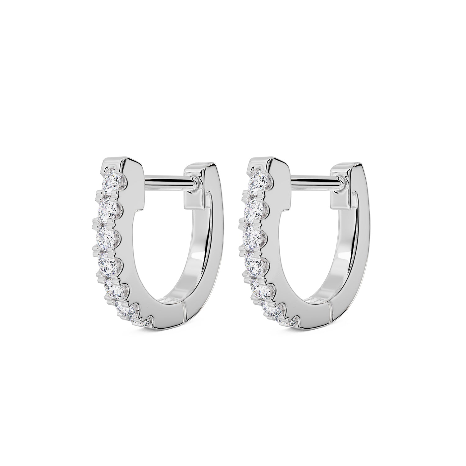 8mm Diamond Huggie Hoop Earrings