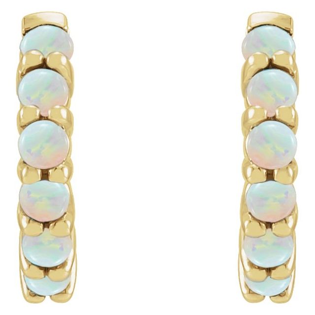 Opal 14k Gold Huggie Earrings