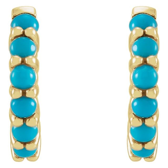 Turquoise 14k Gold Huggie Earrings