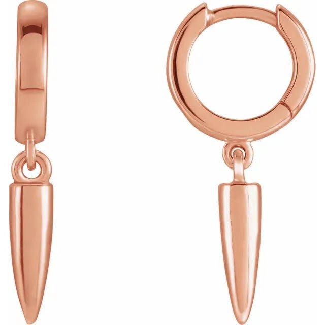 Spike Dangle 14k Gold Hinged Hoop Earrings-Rose Gold