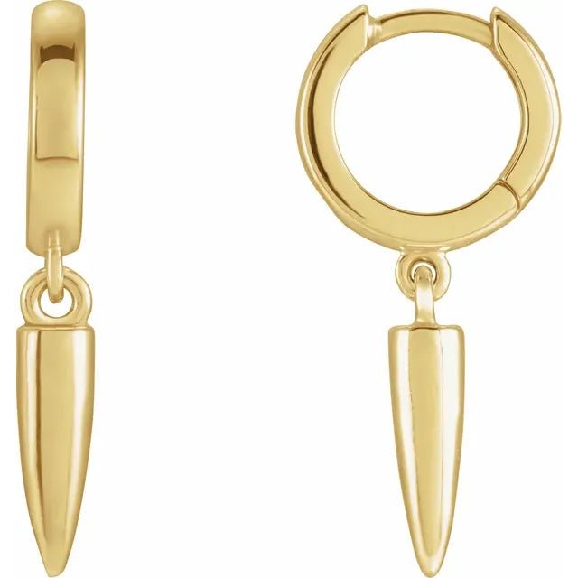 Spike Dangle 14k Gold Hinged Hoop Earrings-Yellow Gold