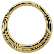 14k yellow gold two-band eternity clicker hoop, larger gauge front view showing wider band width