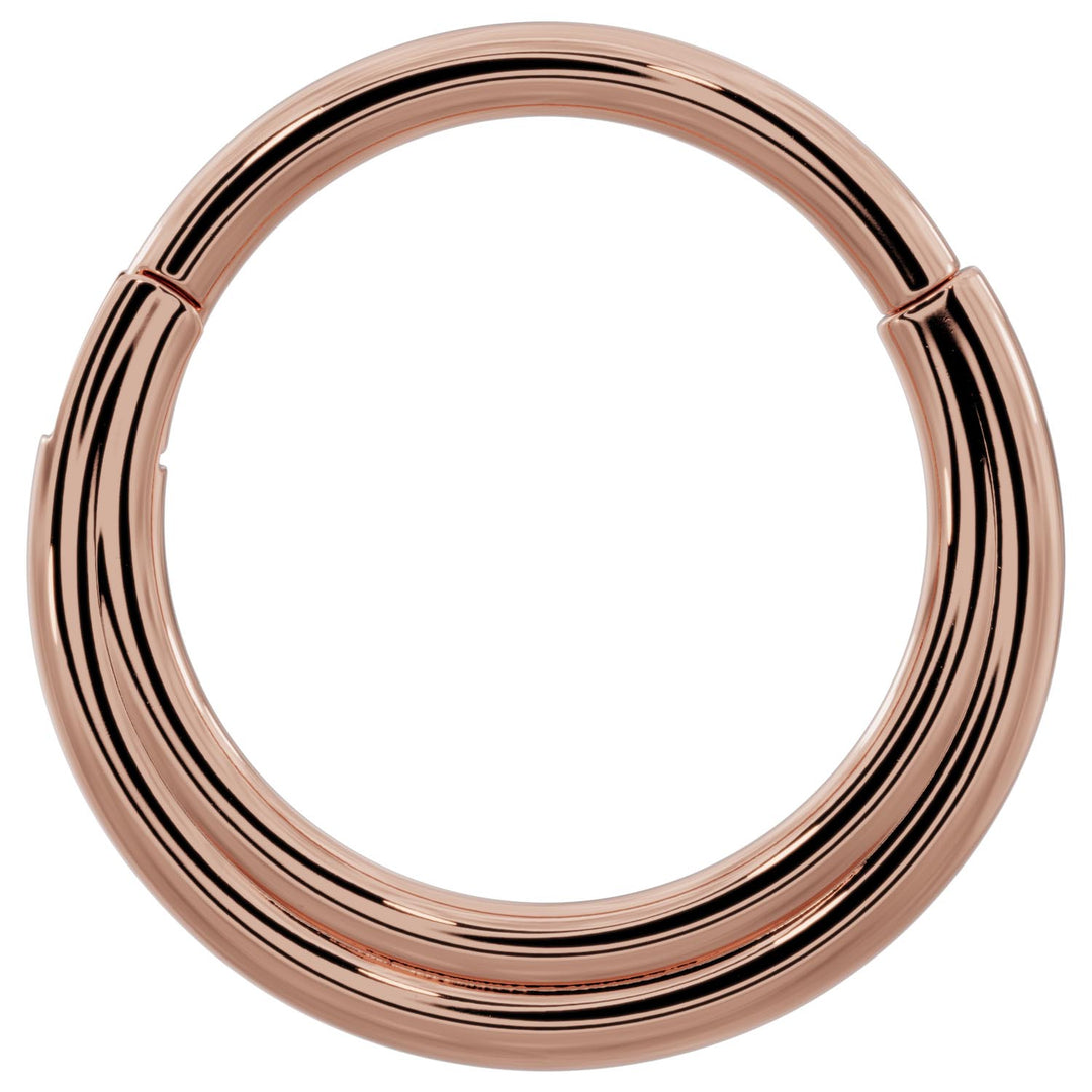 Two Band Eternity 14k Gold Clicker Ring Hoop-14K Rose Gold   14G (1.6mm)   5 8" (16mm)