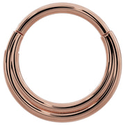 14k rose gold two-band eternity clicker hoop, larger 14G gauge front view showing dual-band design