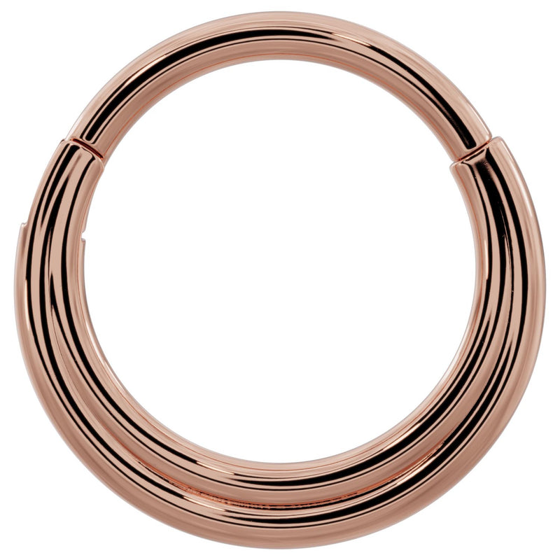 14k rose gold two-band eternity clicker hoop, larger 14G gauge front view showing dual-band design