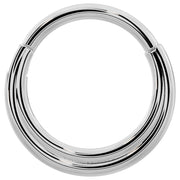 14k white gold two-band eternity clicker hoop, larger 14G gauge front view with bright polish