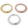 Large two-band eternity clicker hoop displayed in all three 14k gold colors: yellow, rose, and white