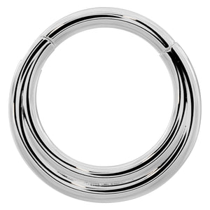 14k white gold two-band eternity clicker ring hoop, front view with high-polish finish