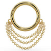 14k yellow gold clicker hoop ring with three cascading chains, front view