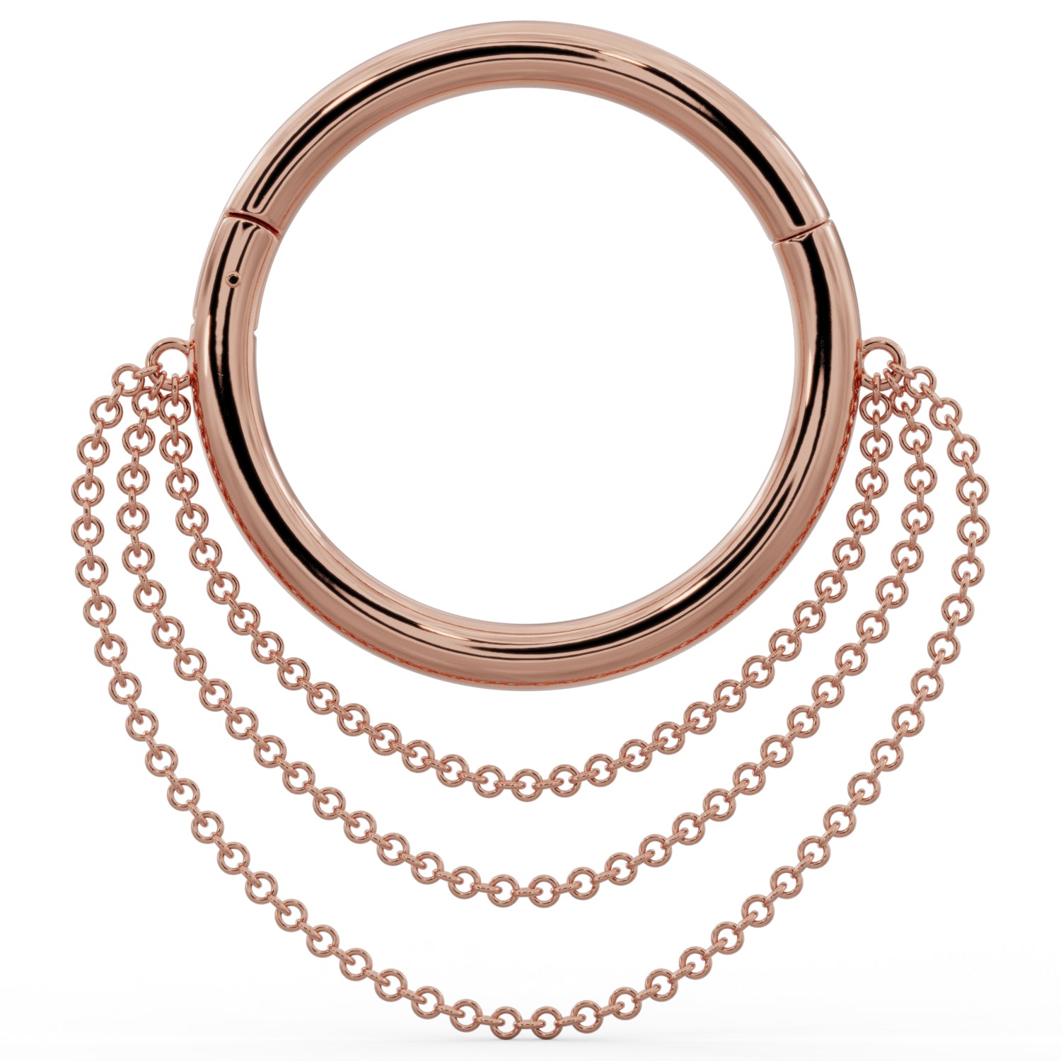 Cascading Chains 14k Gold Hoop Clicker Ring-14K Rose Gold   16G (1.2mm)   1 2