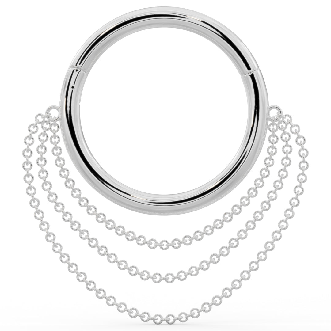 Cascading Chains 14k Gold Hoop Clicker Ring-14K White Gold   16G (1.2mm)   1 2" (12.7mm)