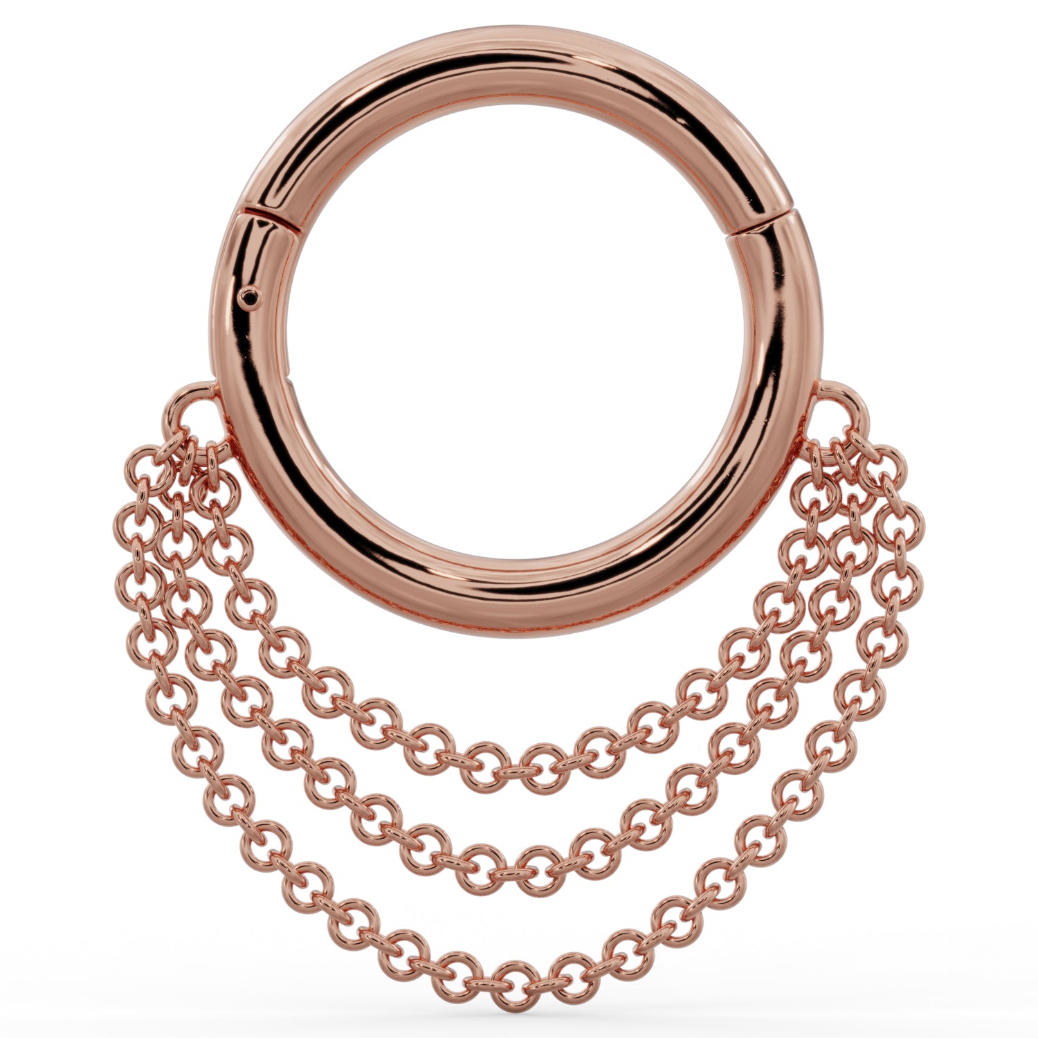 Cascading Chains 14k Gold Hoop Clicker Ring-14K Rose Gold   16G (1.2mm)   5 16