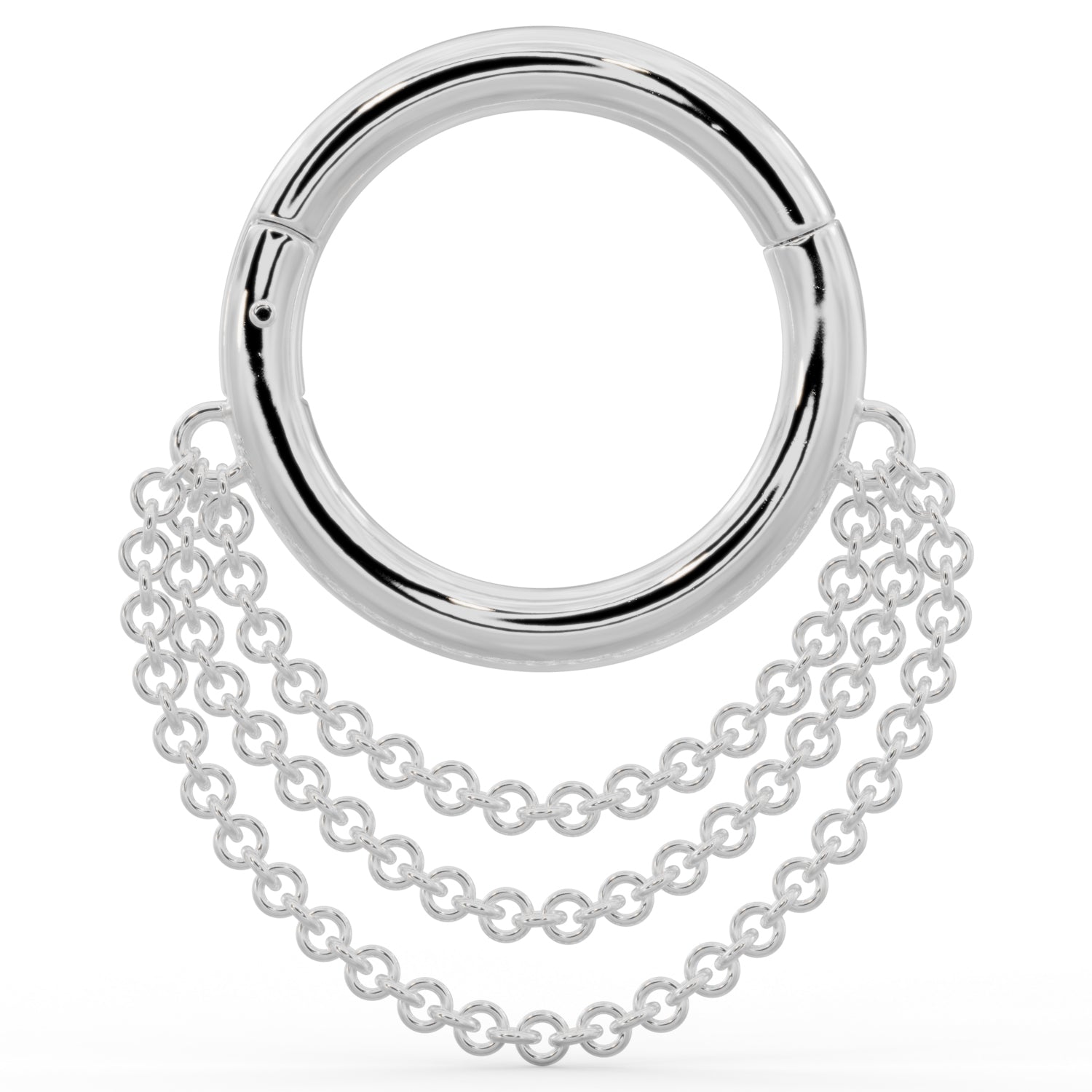 Cascading Chains 14k Gold Hoop Clicker Ring-14K White Gold   16G (1.2mm)   5 16