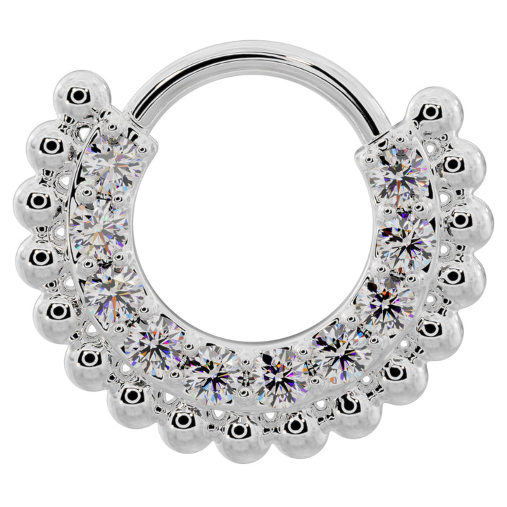 Diamond Beads 14k Gold Clicker Ring Hoop-14K White Gold   16G (1.2mm)   3 8" (9.5mm)