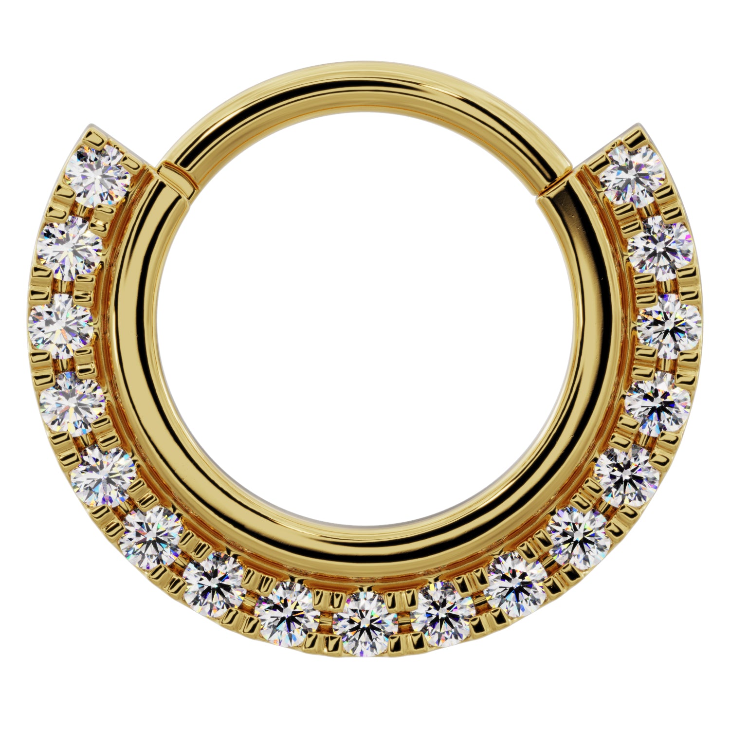 Gold Band and Diamonds Clicker 14k Gold Clicker Ring Hoop-14K Yellow Gold   14G (1.6mm)   5 8