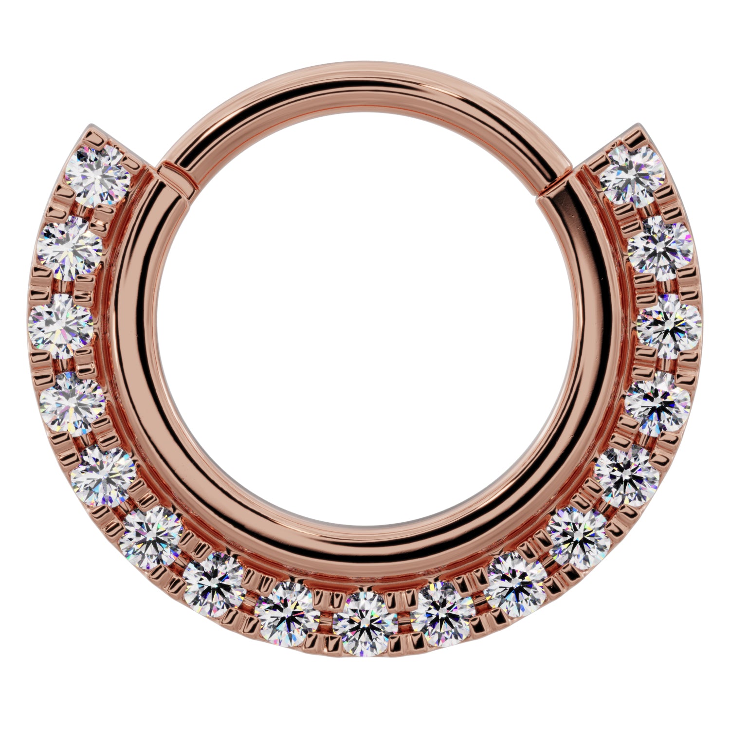 Gold Band and Diamonds Clicker 14k Gold Clicker Ring Hoop-14K Rose Gold   14G (1.6mm)   5 8