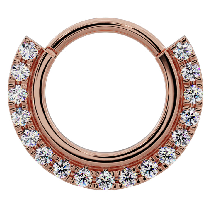 Gold Band and Diamonds Clicker 14k Gold Clicker Ring Hoop-14K Rose Gold   14G (1.6mm)   5 8" (16mm)