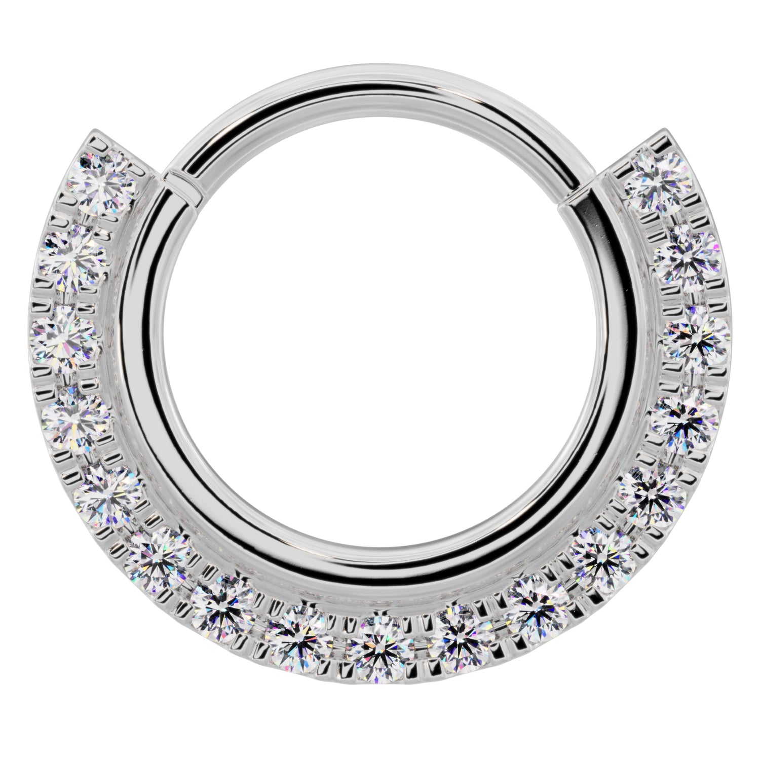 Gold Band and Diamonds Clicker 14k Gold Clicker Ring Hoop-14K White Gold   14G (1.6mm)   5 8