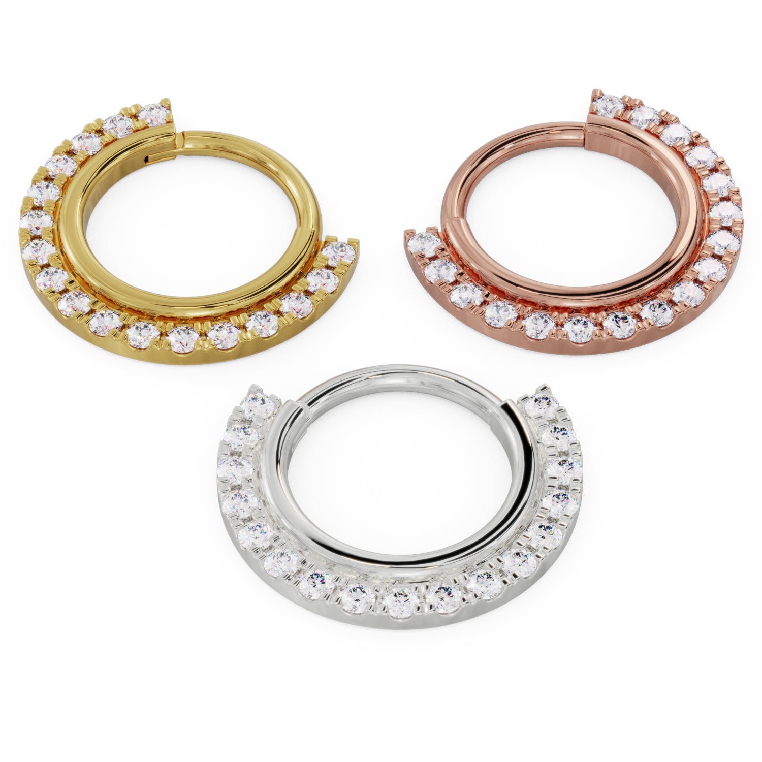 Color options Gold Band and Diamonds Clicker 14k Gold Clicker Ring Hoop