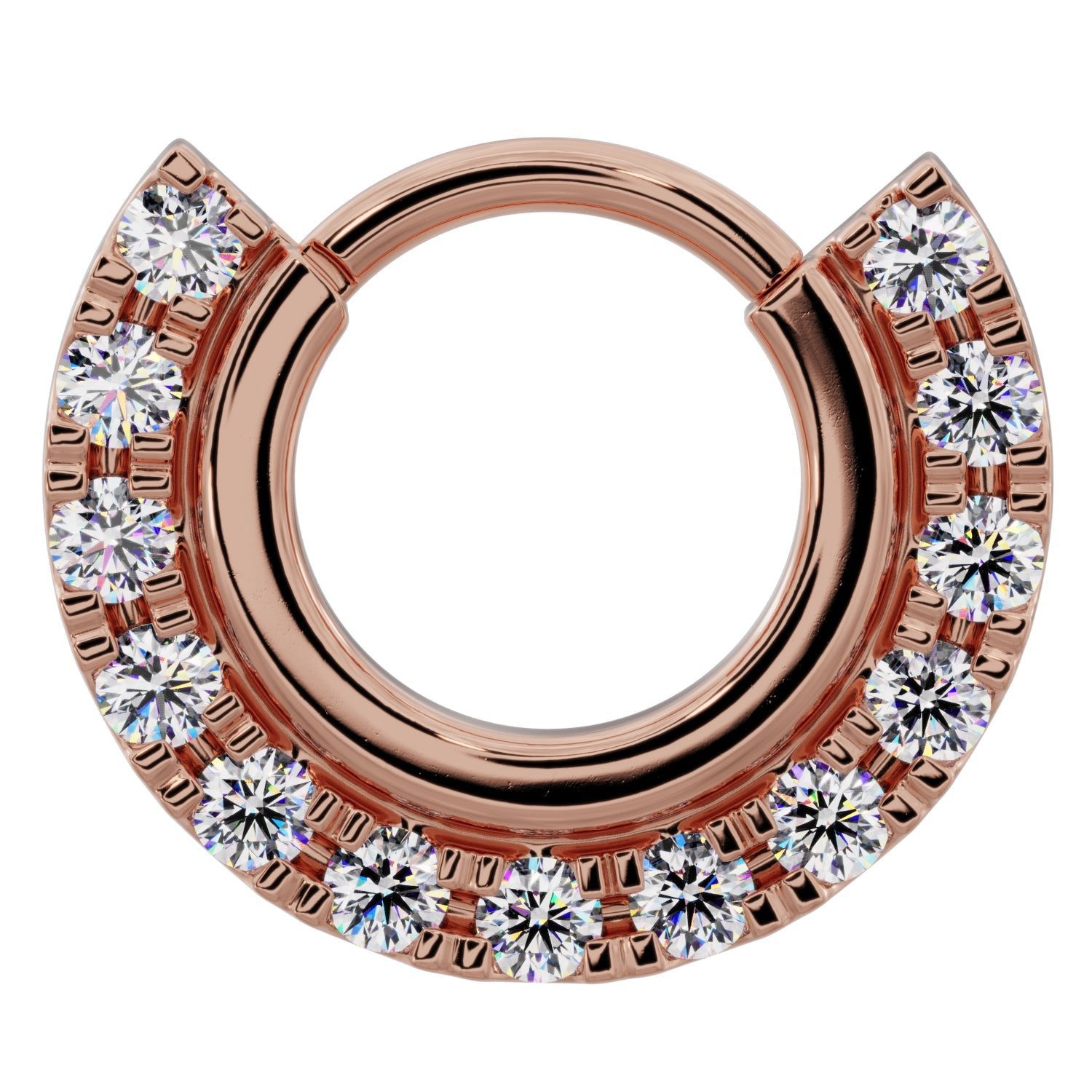Gold Band and Diamonds Clicker 14k Gold Clicker Ring Hoop-14K Rose Gold   16G (1.2mm)   3 8