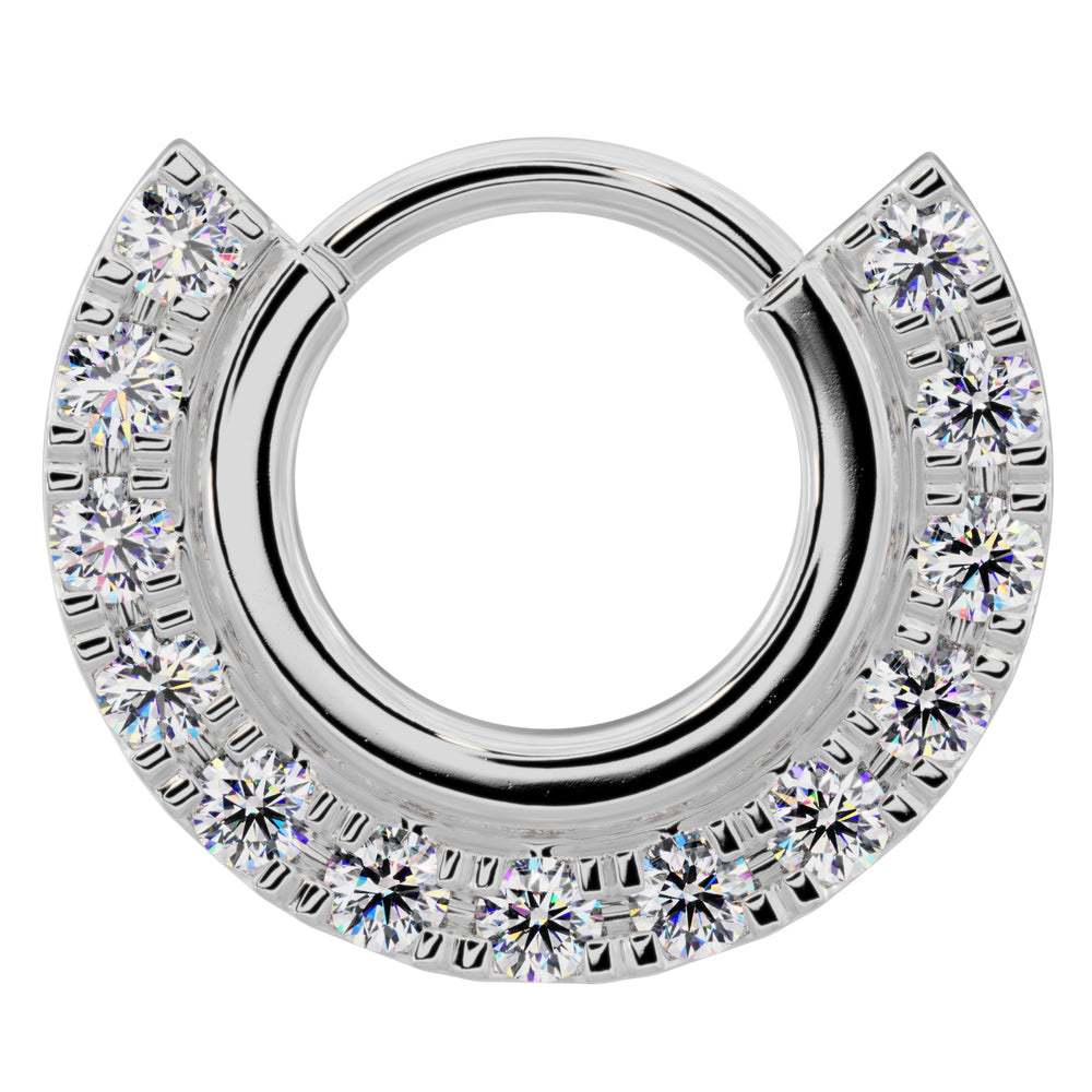 Gold Band and Diamonds Clicker 14k Gold Clicker Ring Hoop-14K White Gold   16G (1.2mm)   3 8" (9.5mm)
